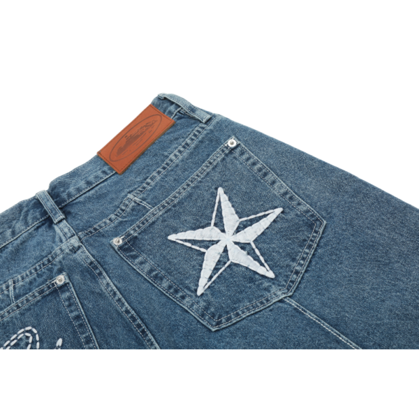 Corteiz C-Star Denim Shorts Faded Blue
