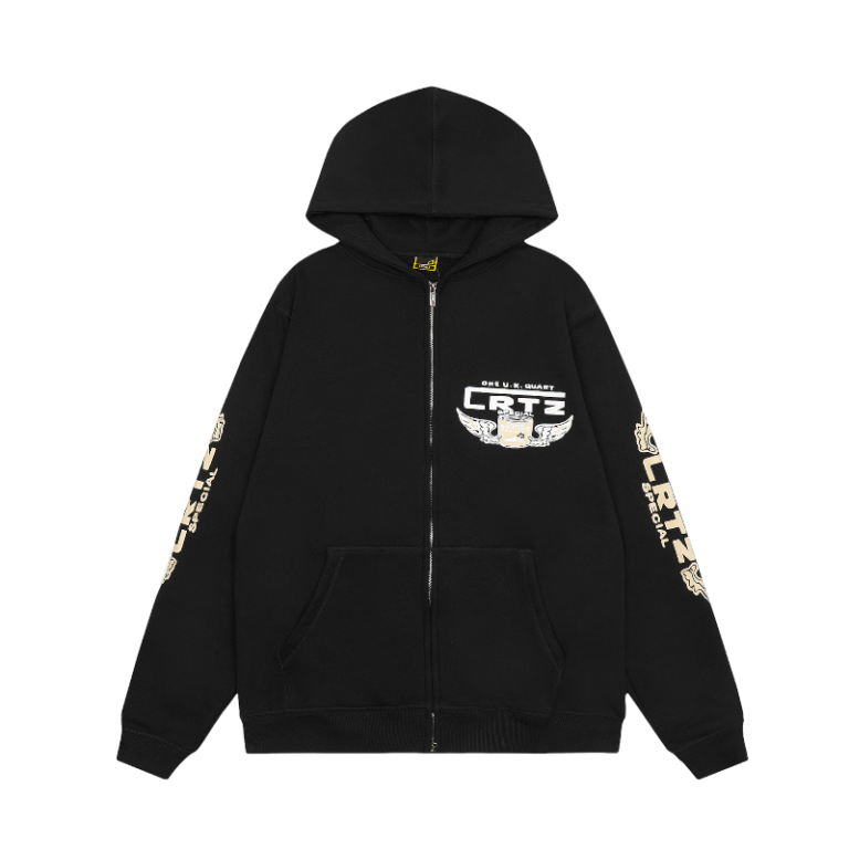 Corteiz Gasolina Double Zip Hoodie Black