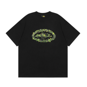 Black Corteiz Alcatraz Round Grass T-shirt