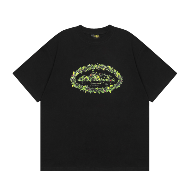 Black Corteiz Alcatraz Round Grass T-shirt