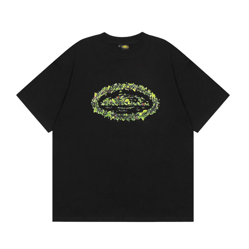 Black Corteiz Alcatraz Round Grass T-shirt
