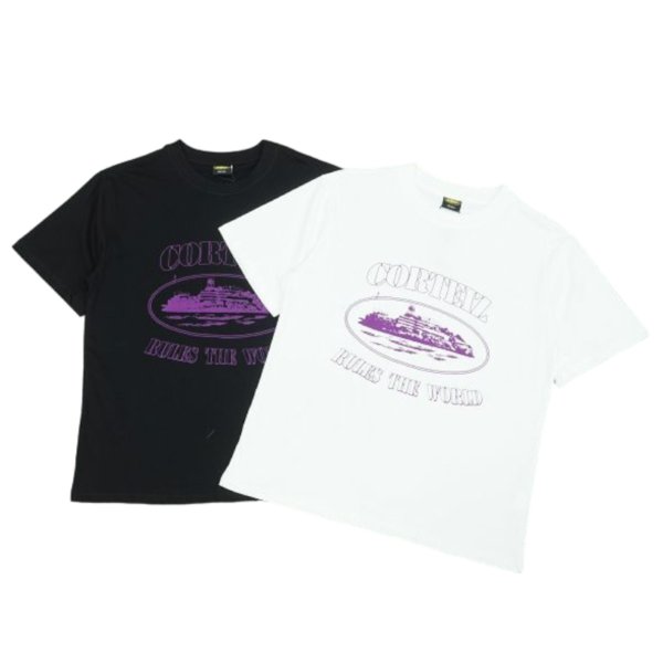 Corteiz Alcatraz White /Black Purple Blur T-Shirt