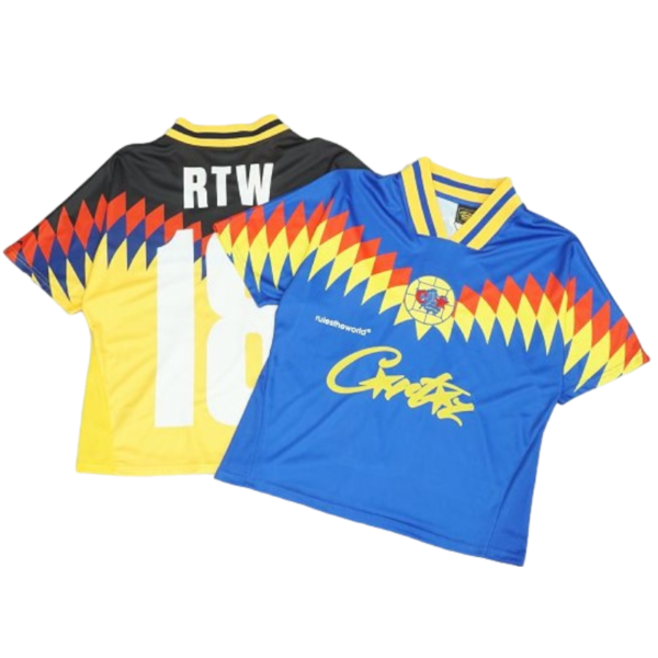 Corteiz Club RTW Football T-Shirt Blue / Yellow