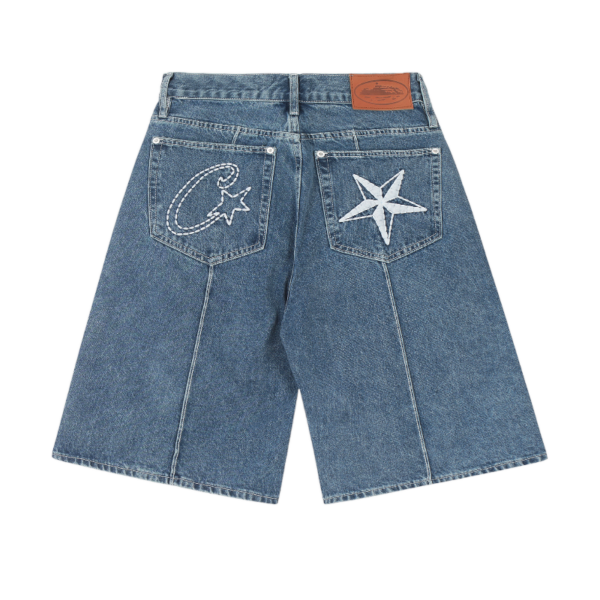 Corteiz C-Star Denim Shorts Faded Blue