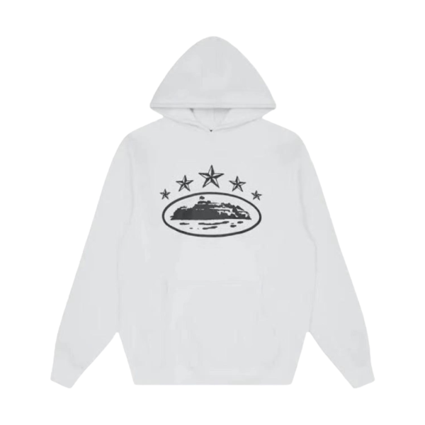 Corteiz 5 Starz Alcatraz Hoodie White