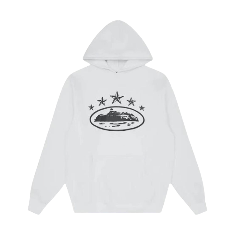 Corteiz 5 Starz Alcatraz Hoodie White