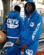 Corteiz Gasolina Double Zip Hoodie with pant Royal Blue