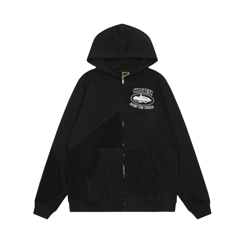 Corteiz Superior V2 Zip-Up Black Hoodie