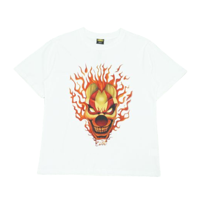 Corteiz Fire Flame Clown Head T-shirt White