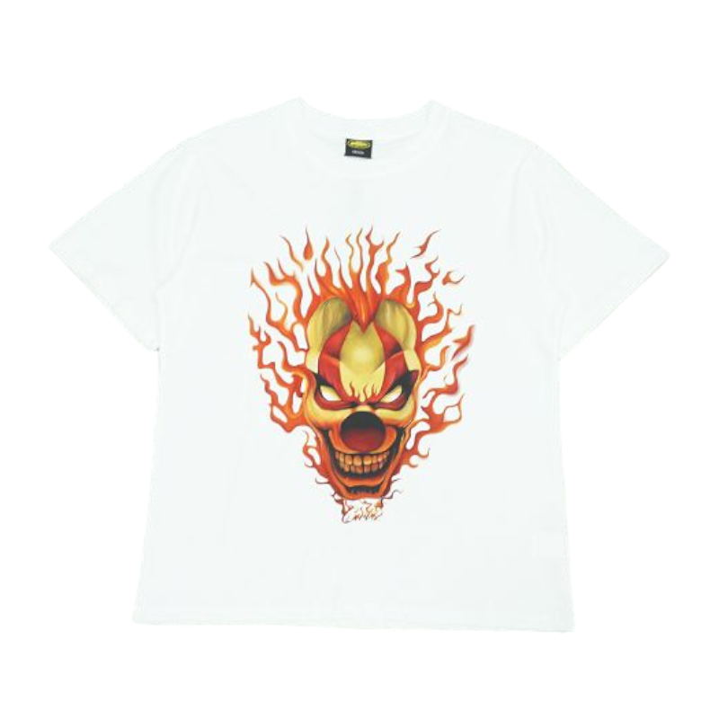Corteiz Fire Flame Clown Head T-shirt White