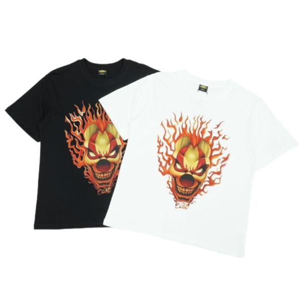 Corteiz Fire Flame Clown Head White / black T-shirt