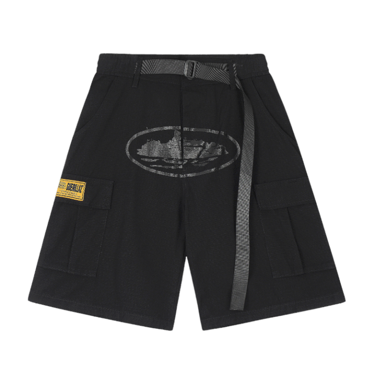 Corteiz Alcatraz Cargo Shorts Triple Black