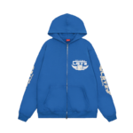 Corteiz Gasolina Double Zip Royal Blue Hoodie