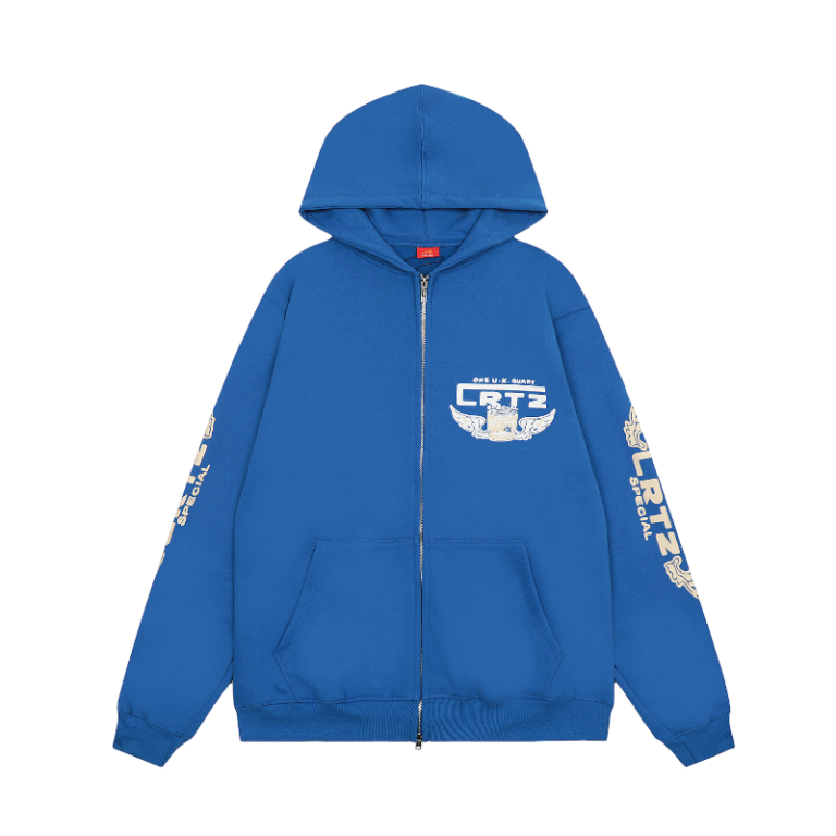 Corteiz Gasolina Double Zip Royal Blue Hoodie