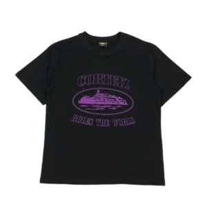 Corteiz Alcatraz Purple black Blur T-Shirt