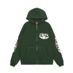 Corteiz Gasolina Double Dark Green Zip Hoodie