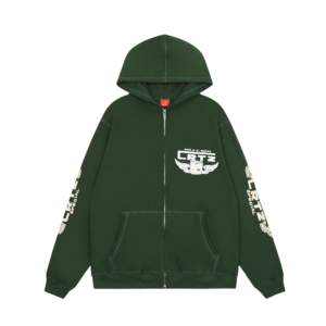 Corteiz Gasolina Double Dark Green Zip Hoodie