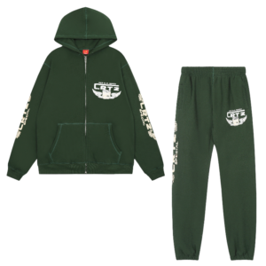 Double Zip Corteiz Gasolina Hoodie Dark Green