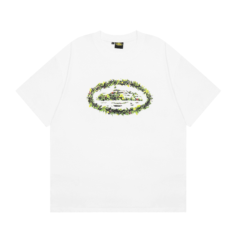 Corteiz Alcatraz White Round Grass T-shirt